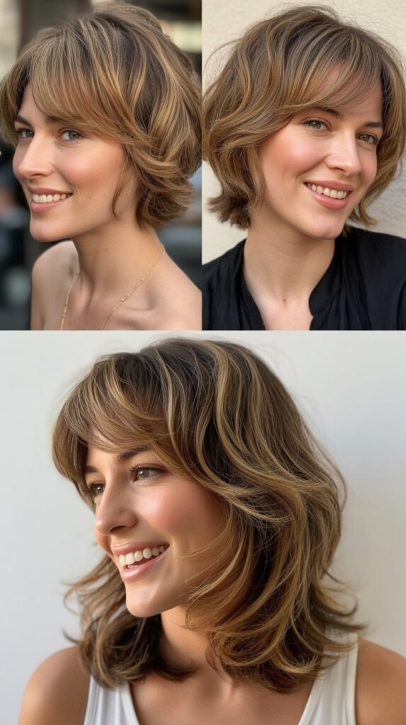 Side-Swept Wispy Bangs With Shoulder-Length Layers