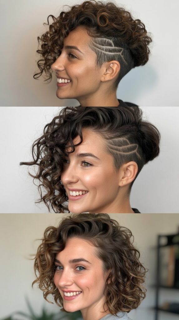 Asymmetrical Curly Undercut