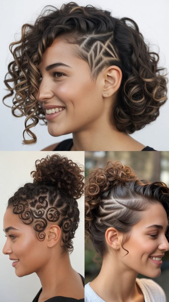  Spiral Curls with Undercut Design