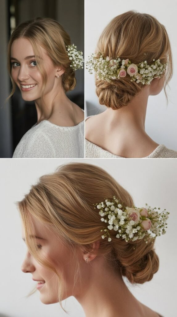 Loose Chignon with Flower Spray