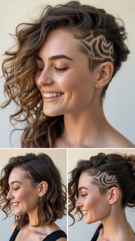 Curly Shaved Pattern Undercut