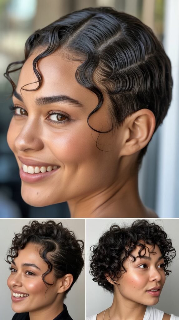 Curly Crop with Finger Waves
