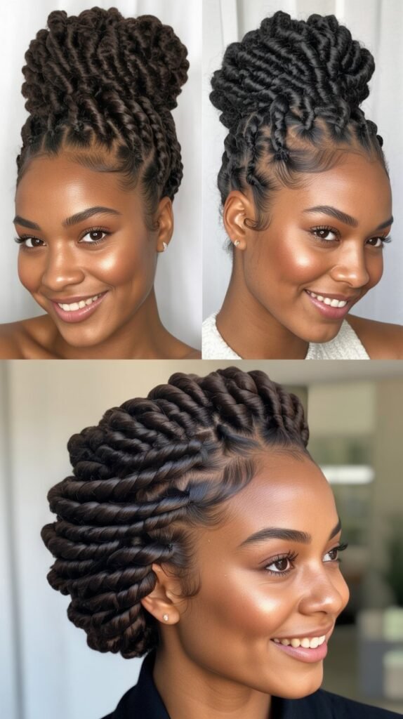 Dark Chocolate Brown Rope Twists Updo