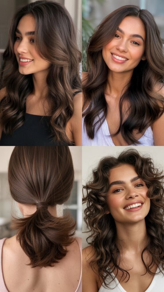 Dark Chocolate Extensions for Second-Day Hair