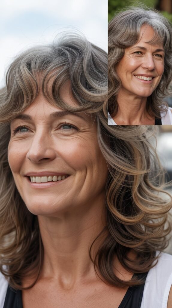  Bohemian Waves with Middle-Parted Bangs