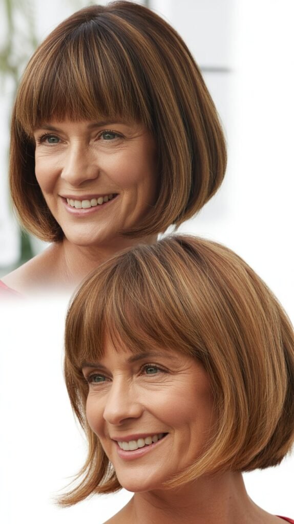 Blunt Lob with Heavy Bangs