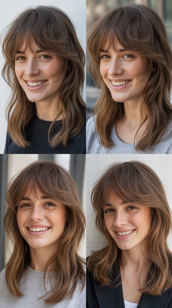  Textured Wispy Bangs with Long Layered Waves