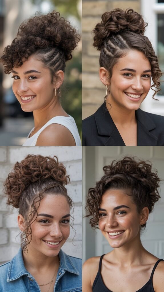 Asymmetrical Curly Updo with Side Detail