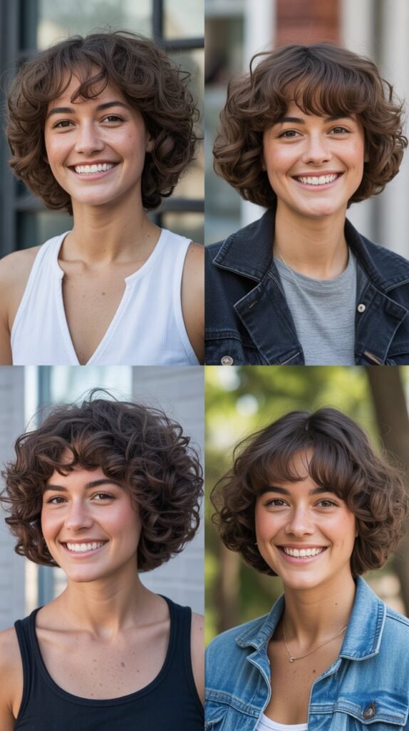 Curly Bob with Blunt Ends