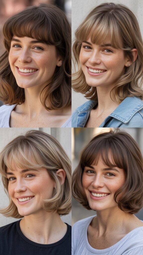 Wispy Side Bangs With Stacked Layers: Volume and Height