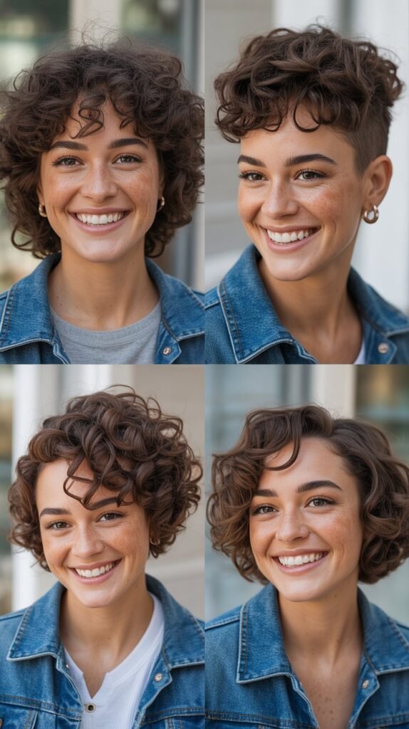 Curly Crop with Textured Top