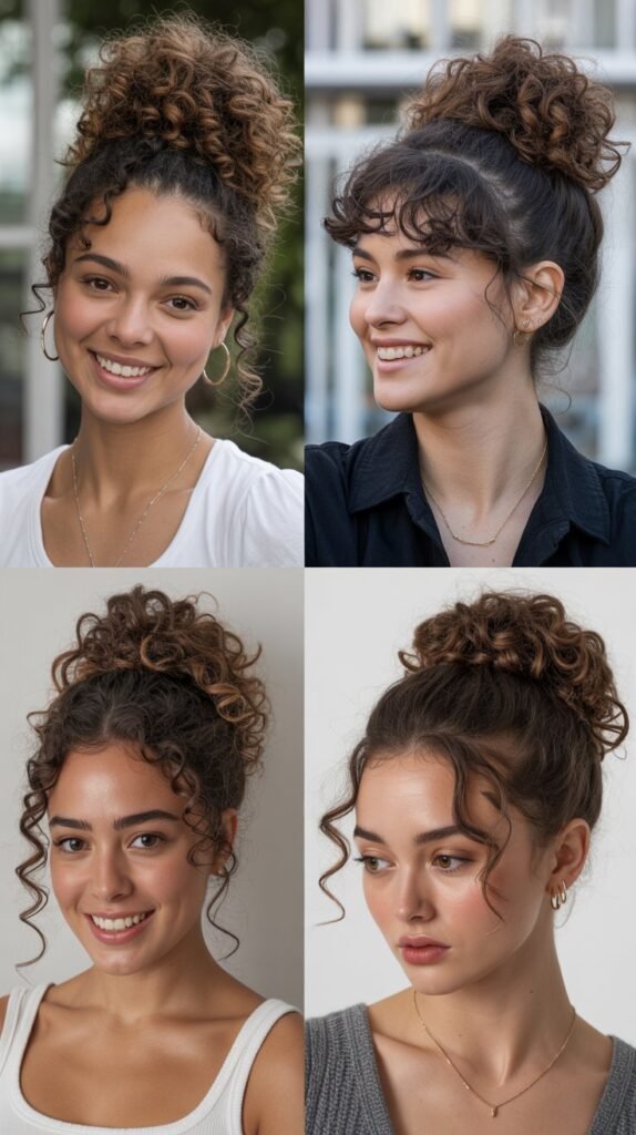 Low Curly Chignon with Pearl Accessories