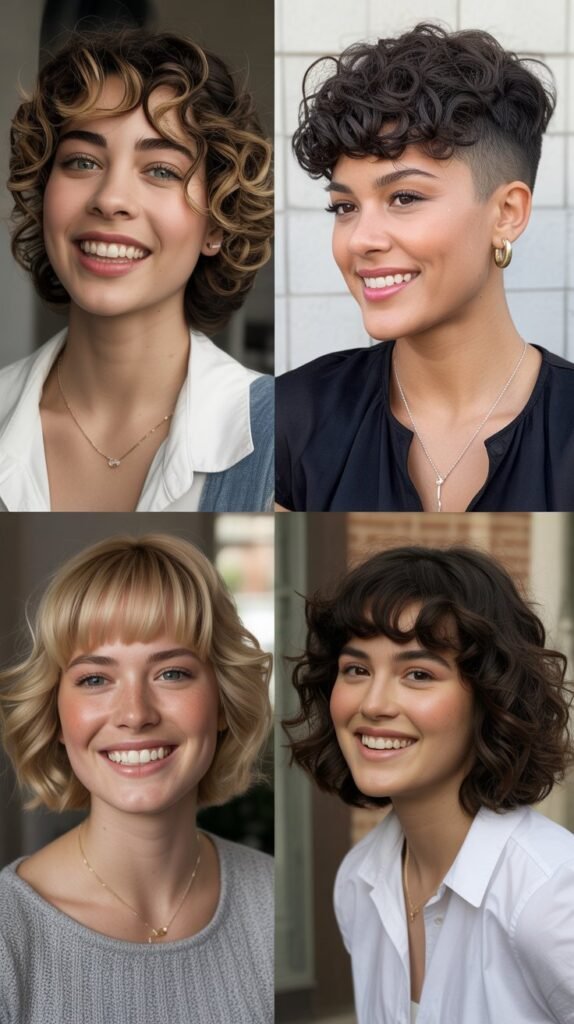 Curly Bangs with Short Back
