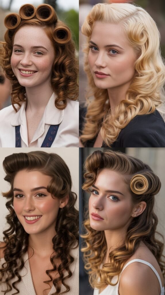  Vintage Victory Rolls with Curly Back