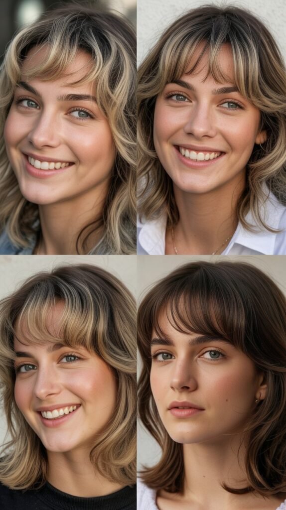 Wispy Bangs with Textured Midi Layers