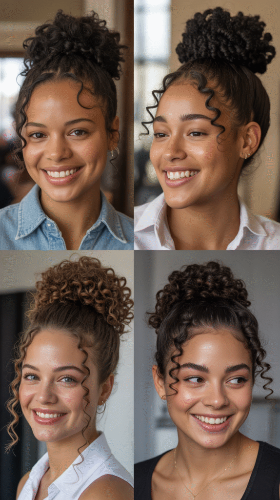 Twisted Curly Top Knot