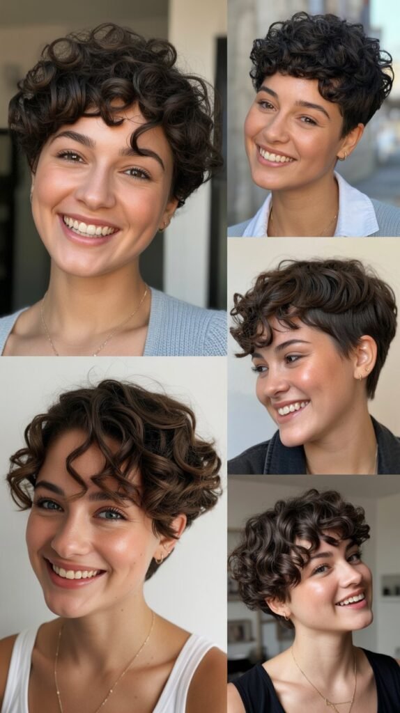 Curly Side-Swept Pixie