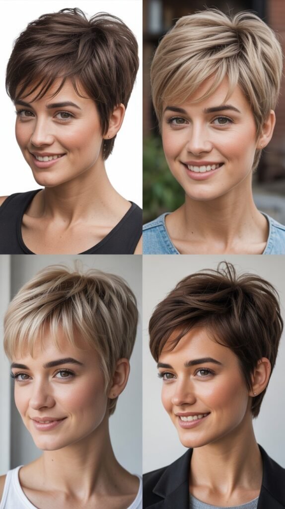 Textured Wispy Bangs With Angled Pixie Layers: Geometric Edge