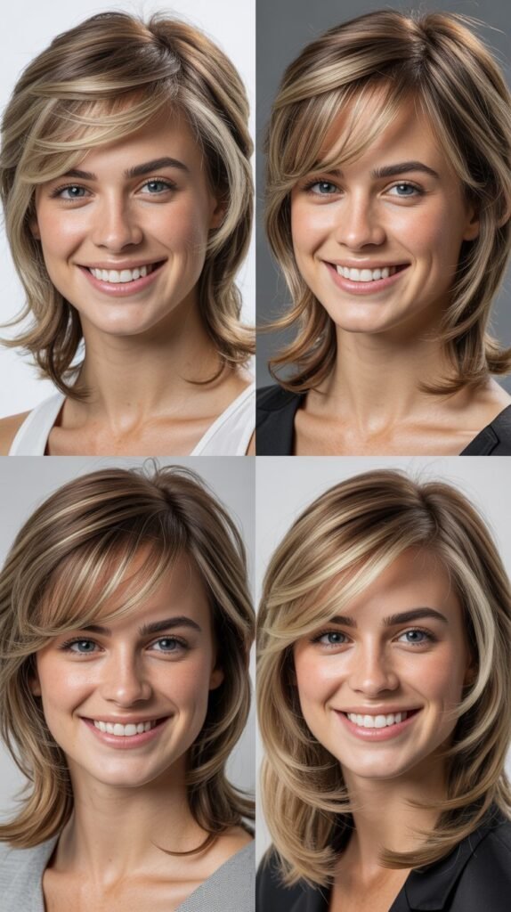  Wispy Side-Swept Fringe With Waterfall Layers