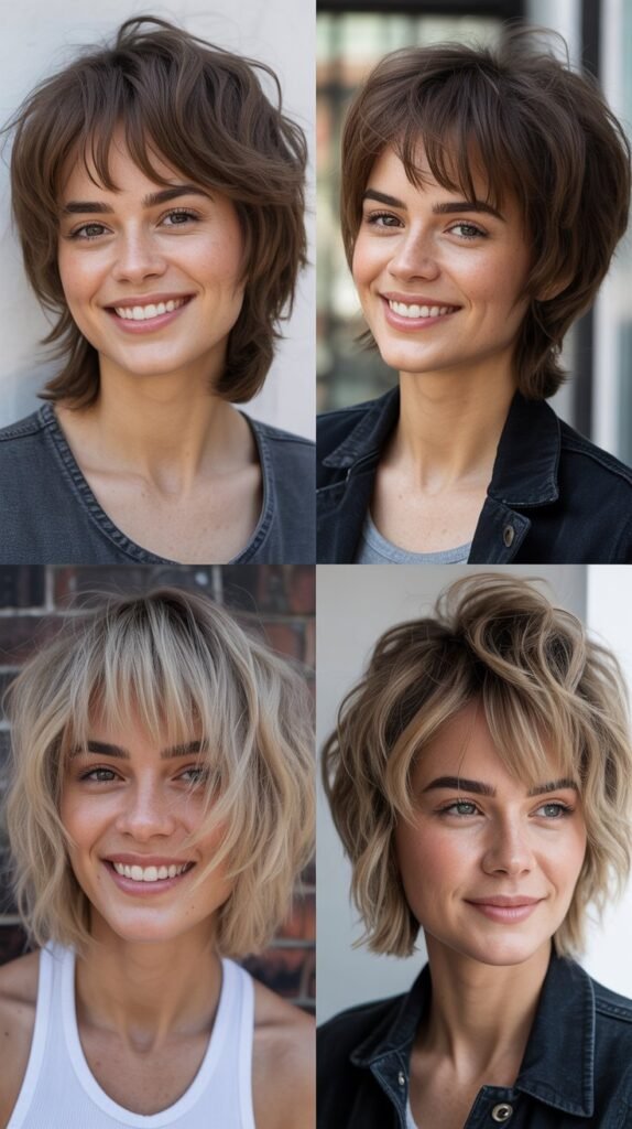 Wispy Bangs With Layered Shattered Bob: Extreme Texture