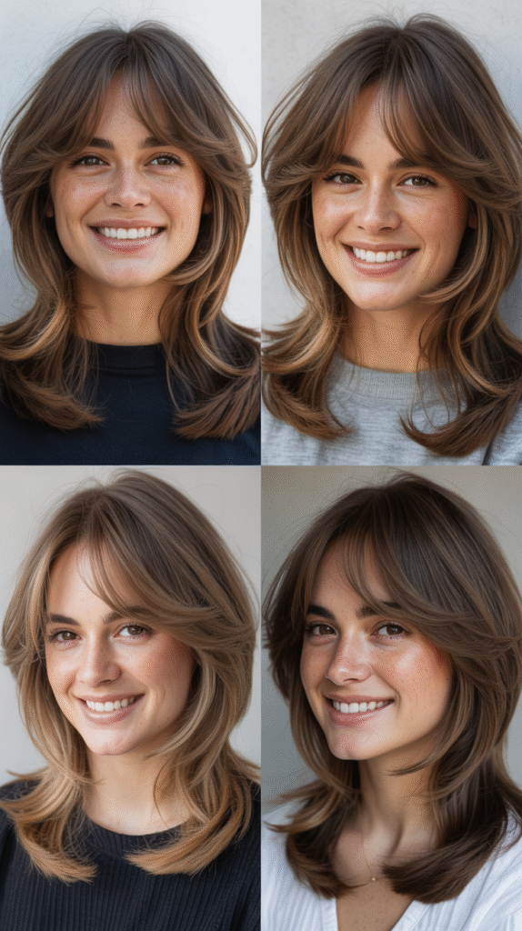 Feathered Wispy Bangs with Butterfly Layers