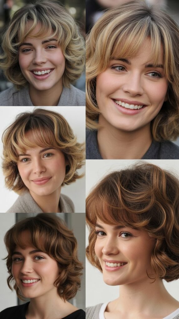 Wispy Bangs with Layered Waves and Curls
