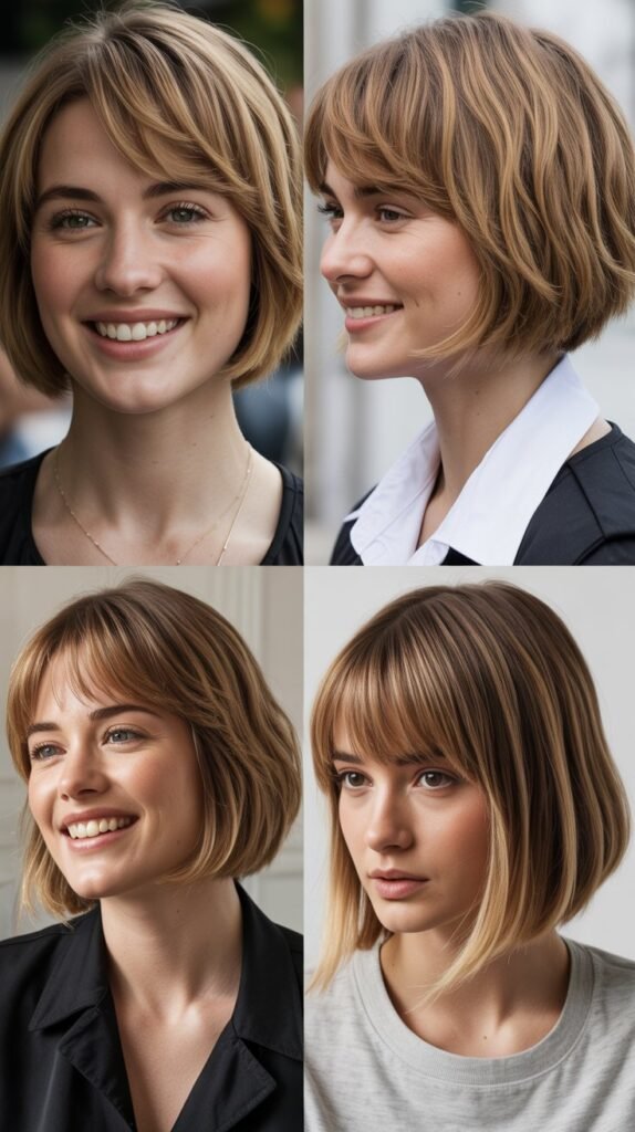 Wispy Bangs With Graduated Bob Layers: Timeless Elegance
