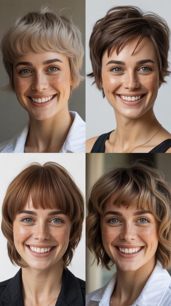  Wispy Bangs With Graduated Shag Layers: Voluminous Texture