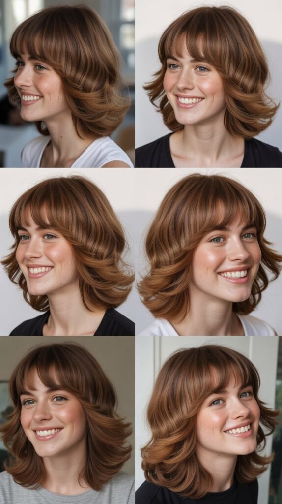 Soft Wispy Bangs With Layered Lob: Transitional Length Perfection
