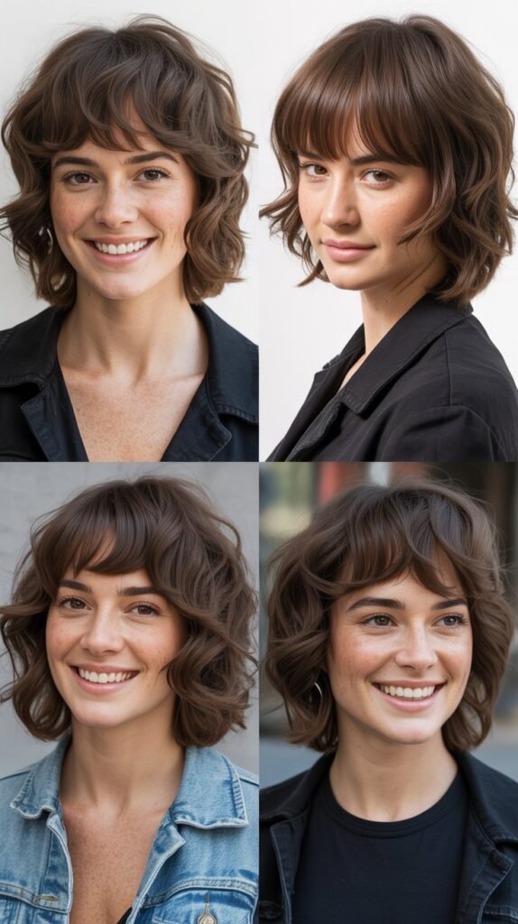  Wispy Bangs With Disconnected Lob Layers: Contemporary Edge