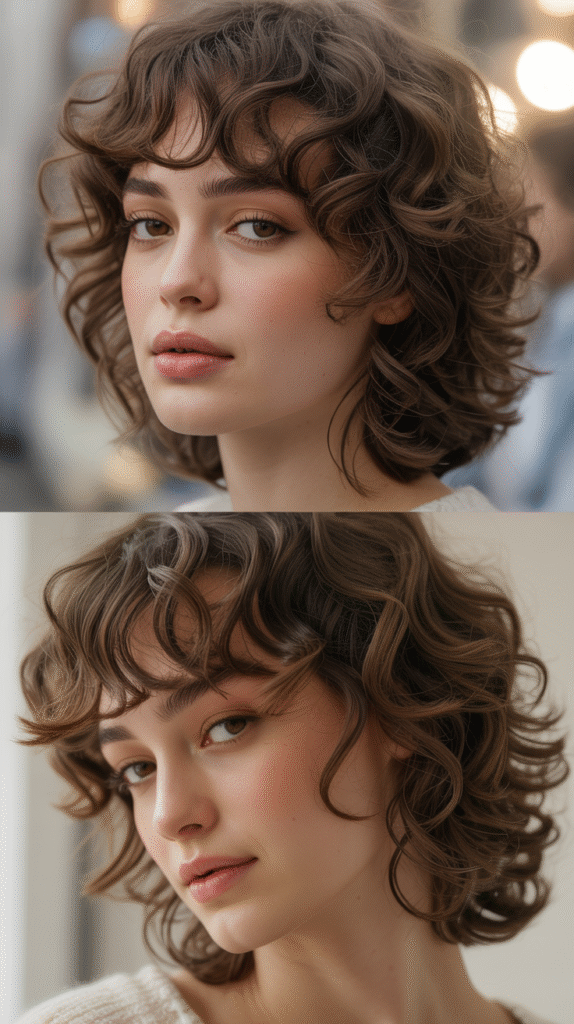 Romantic Curly Shag with Wispy Bangs