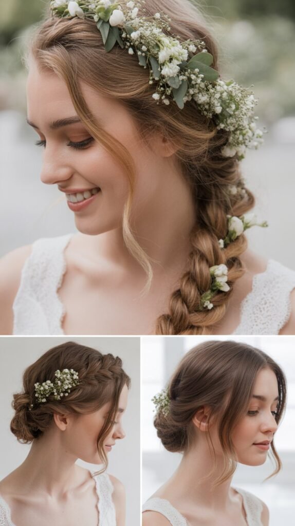 Waterfall Braid with Trailing Flowers