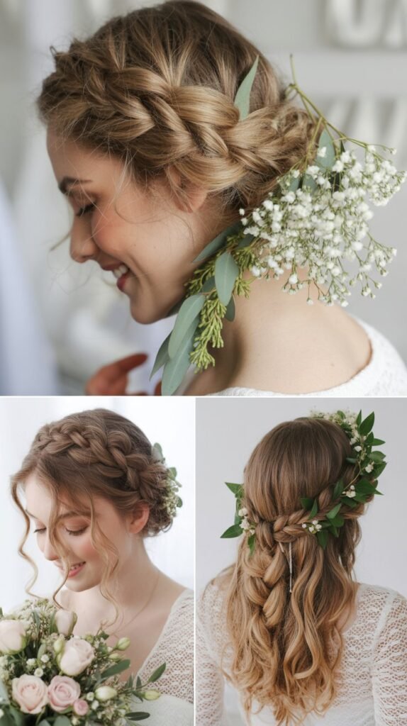  Dutch Crown Braid with Trailing Florals