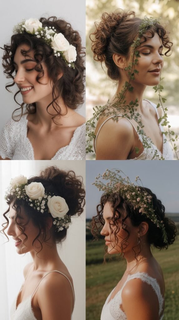 35. Curly Space Buns with Floral Wrapping