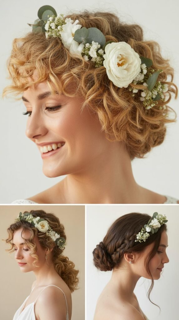 . Curly Faux Hawk with Floral Crown
