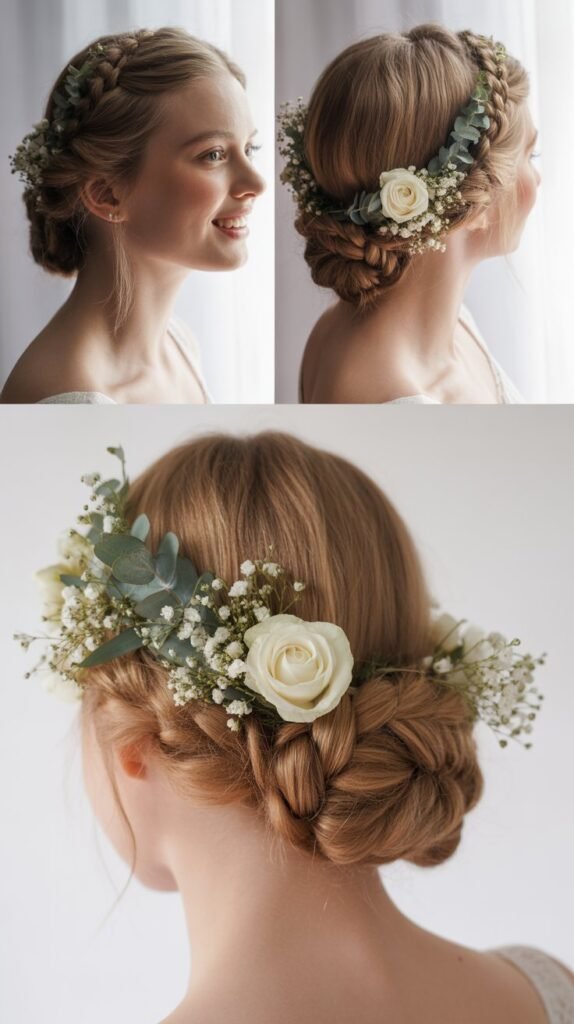 Twisted Low Bun with Flower Tucking
