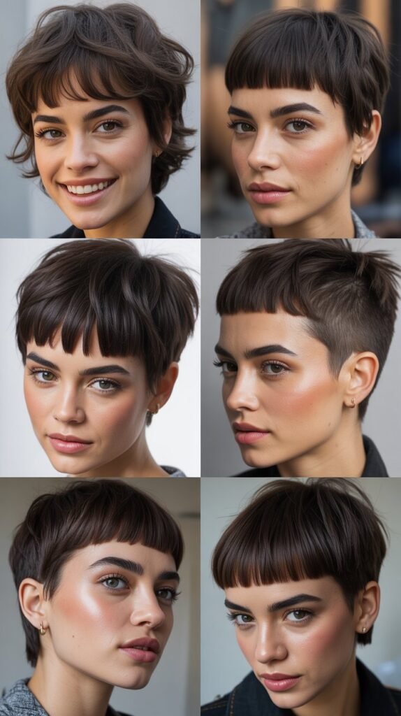 Micro Bangs With Heavily Layered Short Crops: Bold Fashion Statements