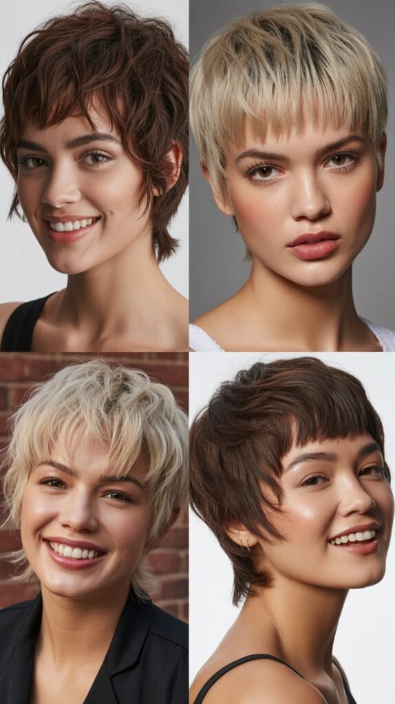 Wispy Baby Bangs With Textured Layered Pixies: Playful Yet Polished