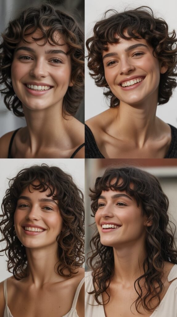 Curly Micro Bangs with Length