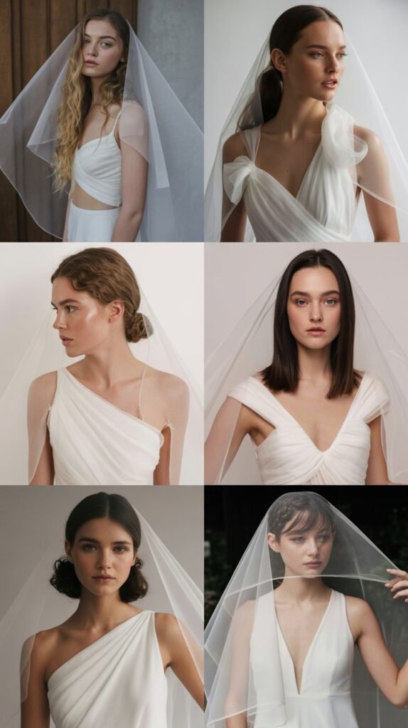 Asymmetrical Designs With Dramatic Veil Draping