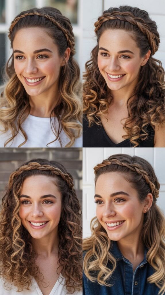 Braided Halo with Curly Volume