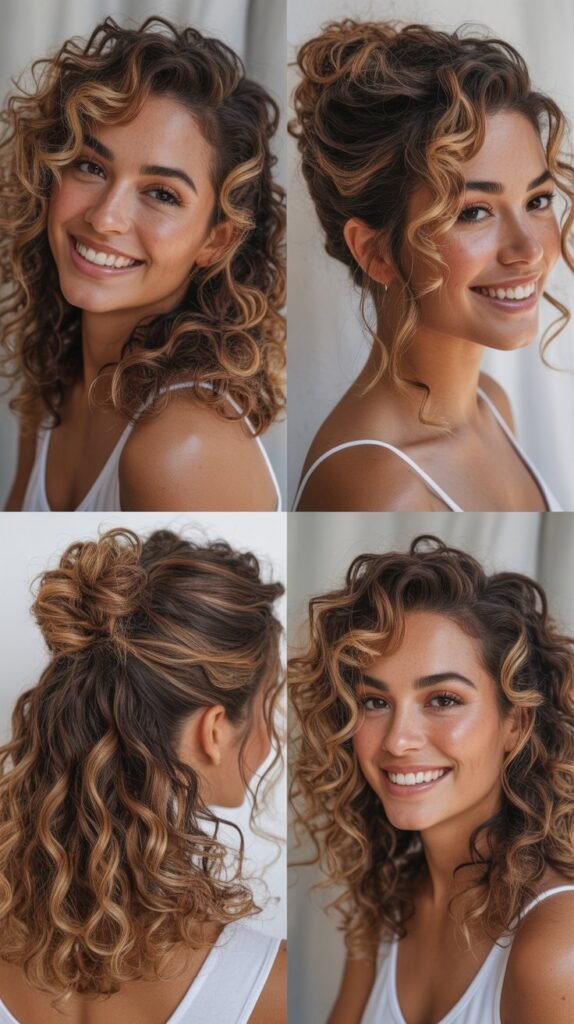  Curly Hair With Melted Caramel Highlights