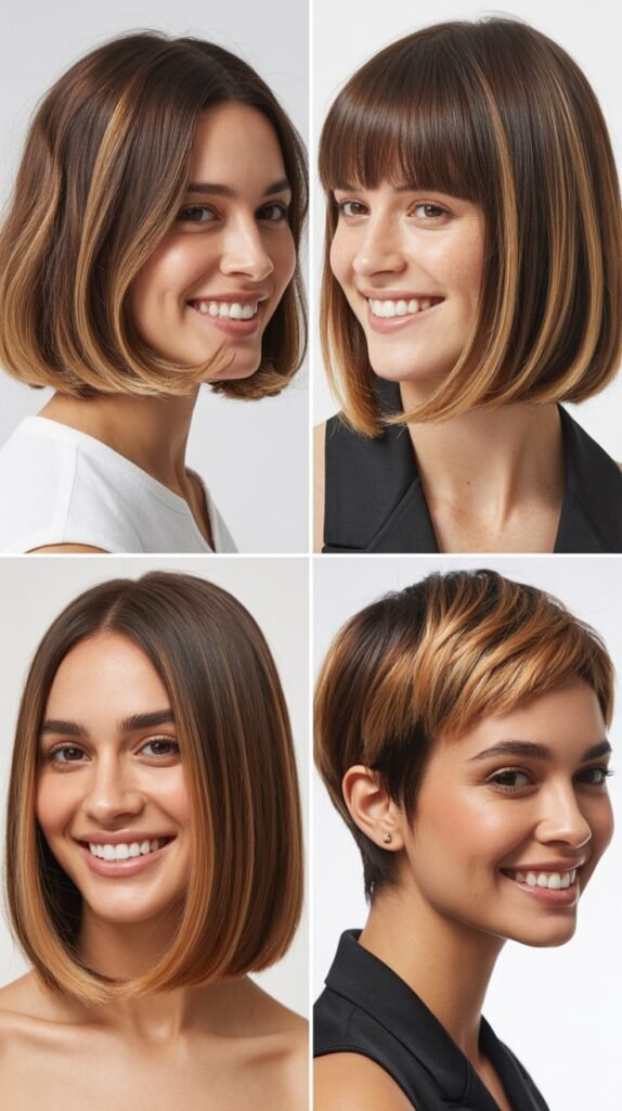 Caramel Highlights on Blunt Cuts