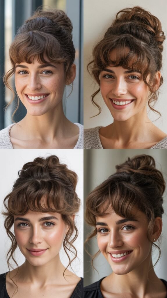Soft Updo with Curly Fringe