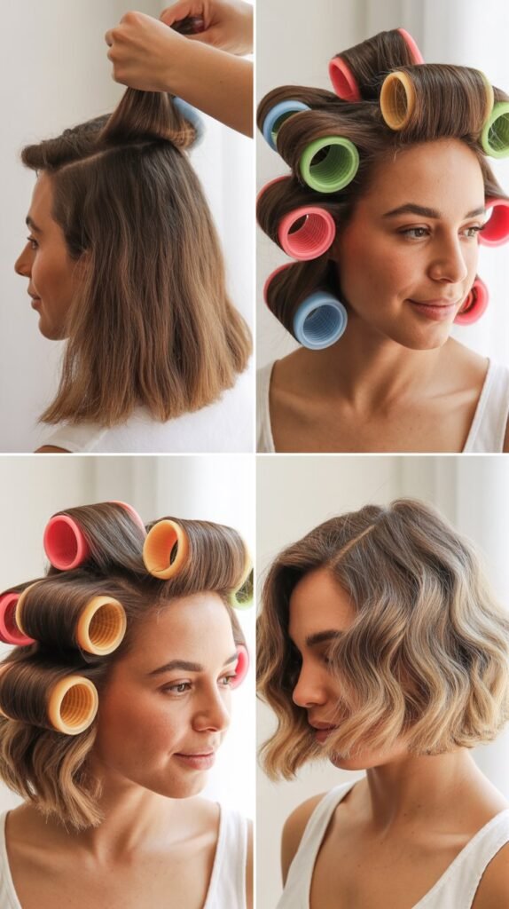 Blunt Cut with Velcro Rollers