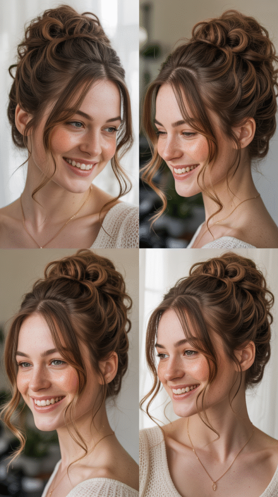 . Half-Up Bun with Flowing Curls