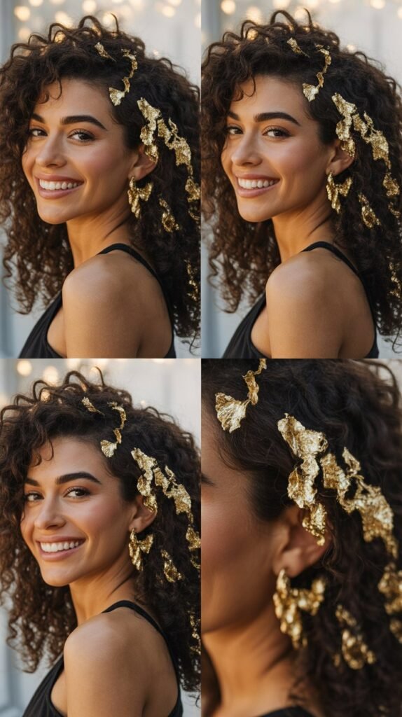  Goddess Curls with Gold Leaf Accents
