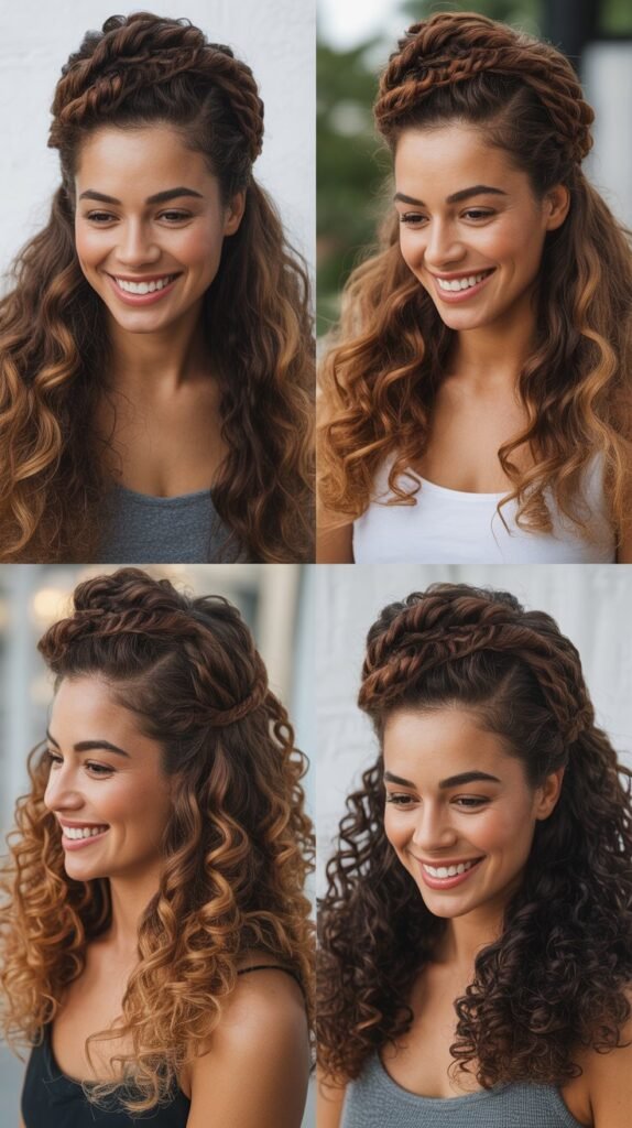  Crown Twist with Flowing Curls