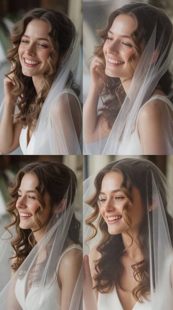  Romantic Loose Curls with Cathedral Veil