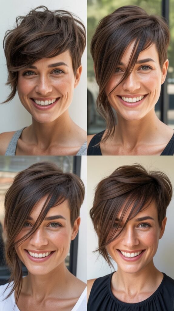  Textured Crop With Long Piece-y Bangs